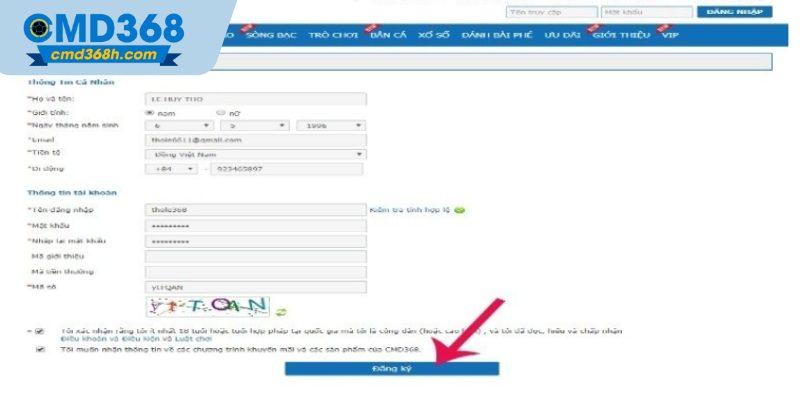 Hướng dẫn chi tiết các bước đăng ký CMD368